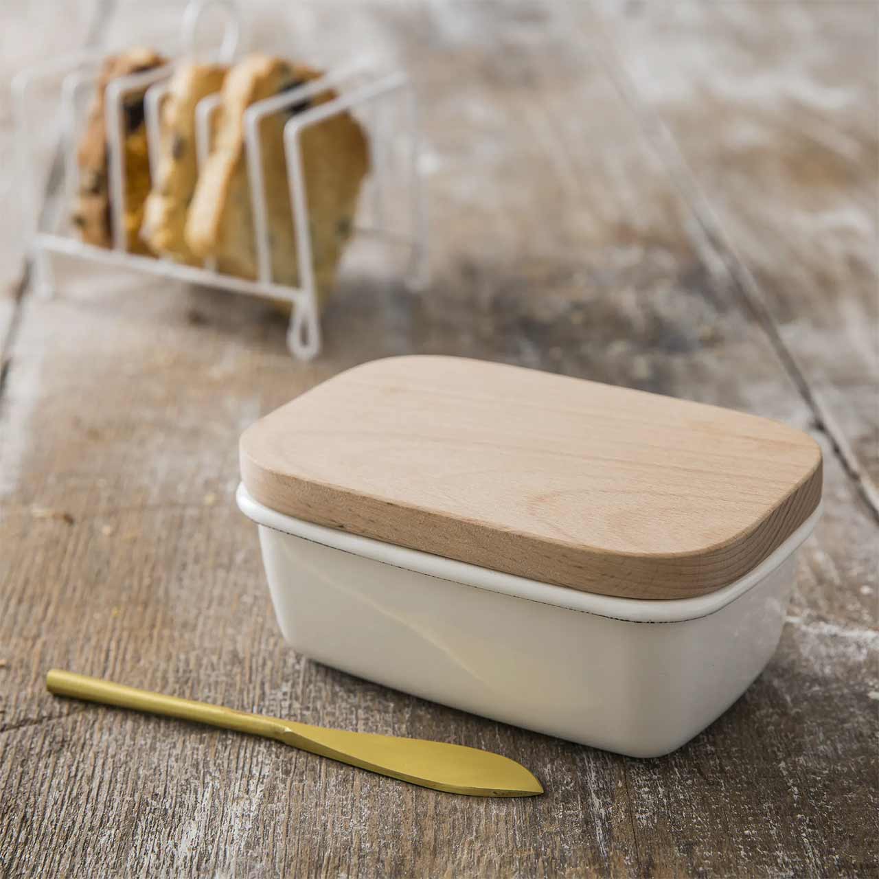 Butterdose aus Emaille