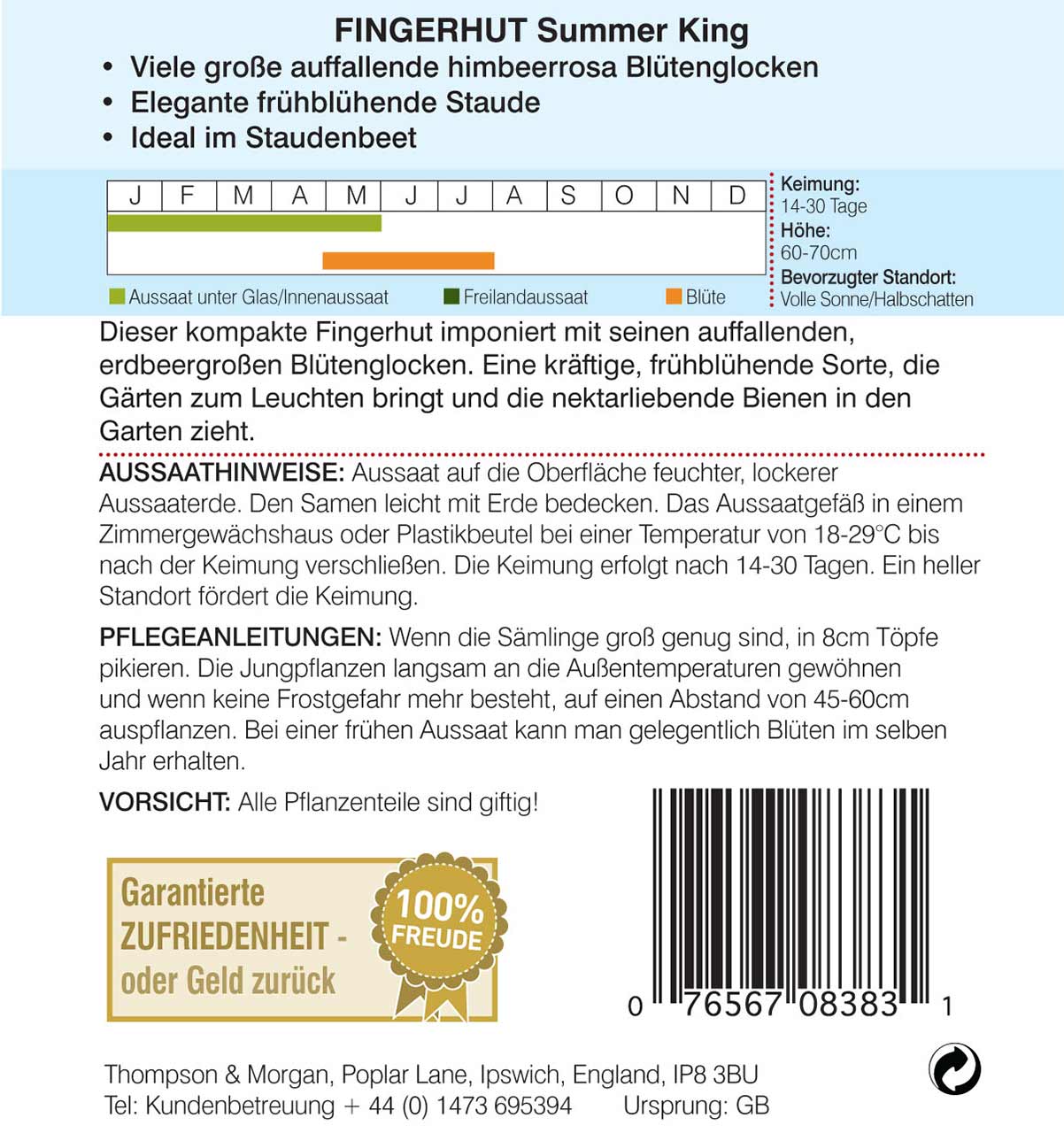 Blumensamen Fingerhut Summer King
