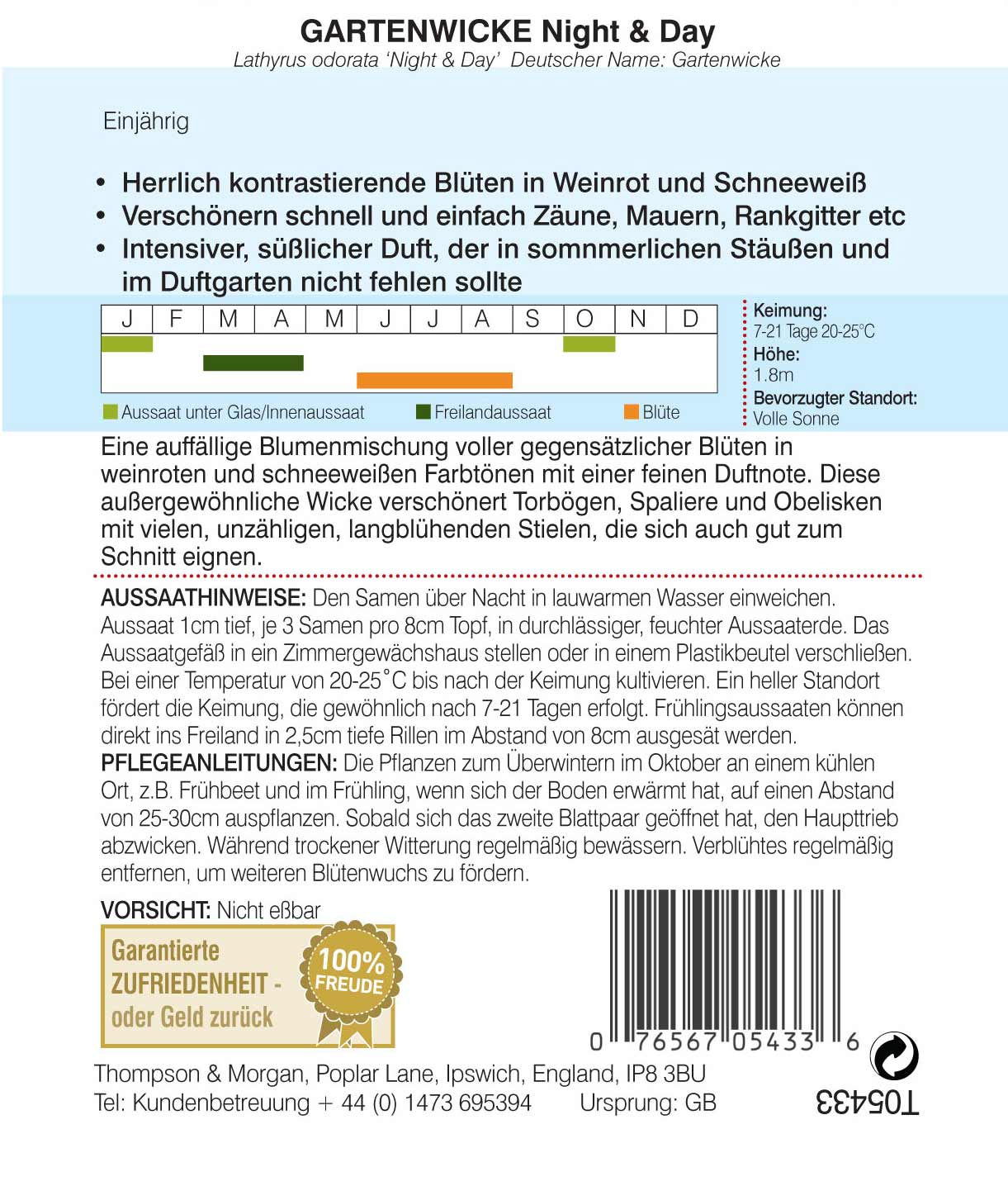 Blumensamen Gartenwicke Night & Day