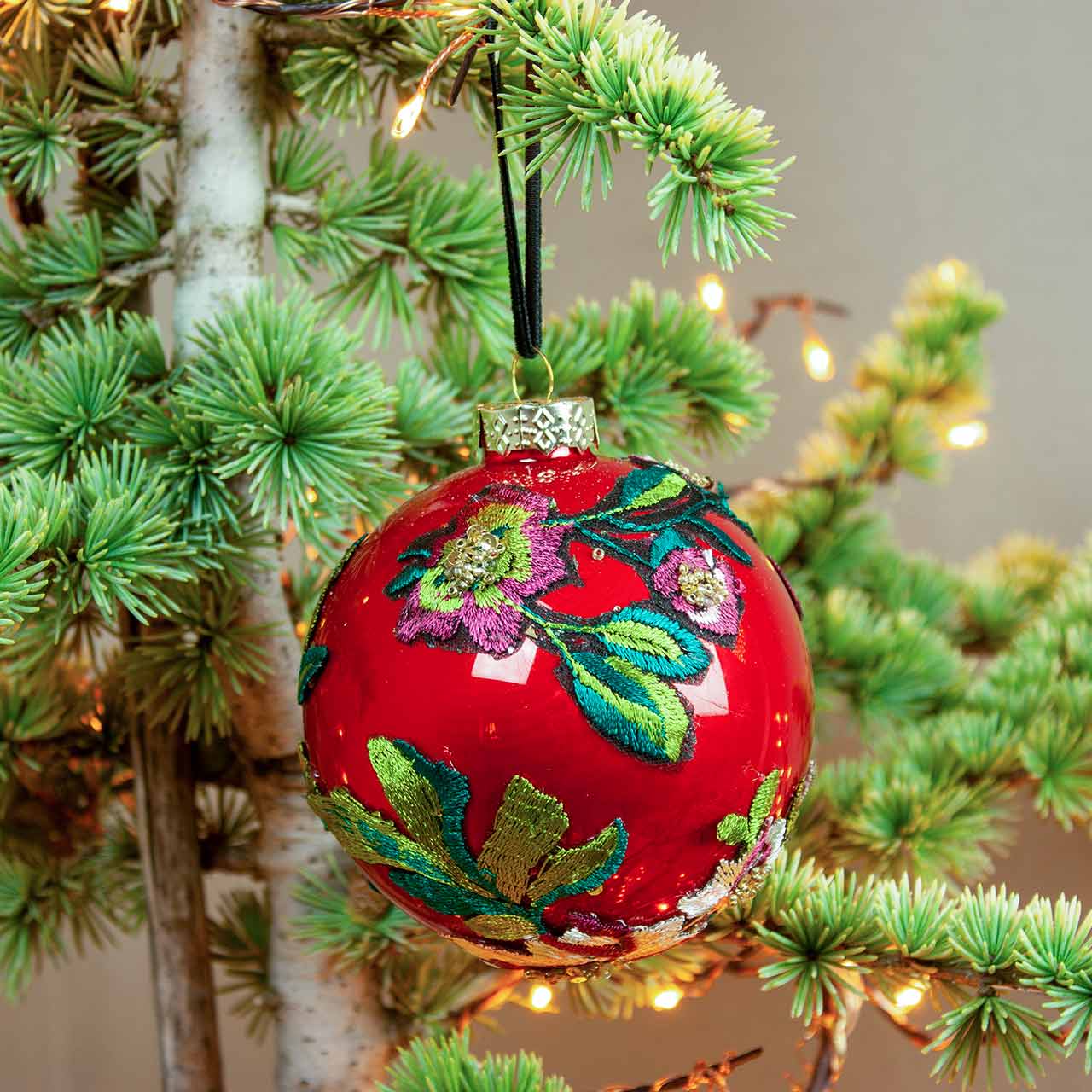 Christbaumkugel rot Blume