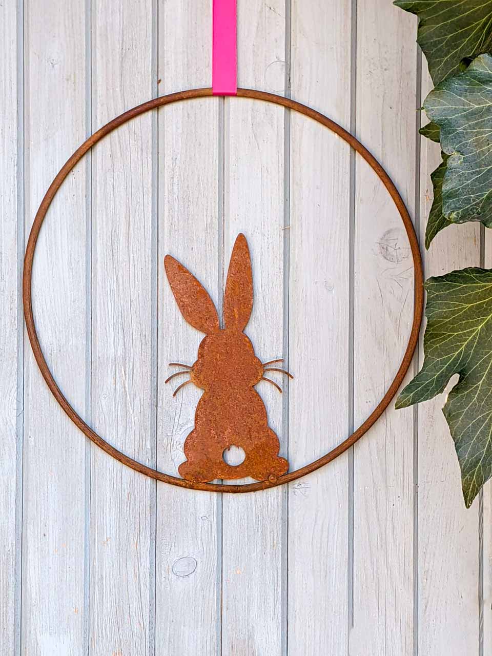 Hängekranz mit Hase - Rostpatina