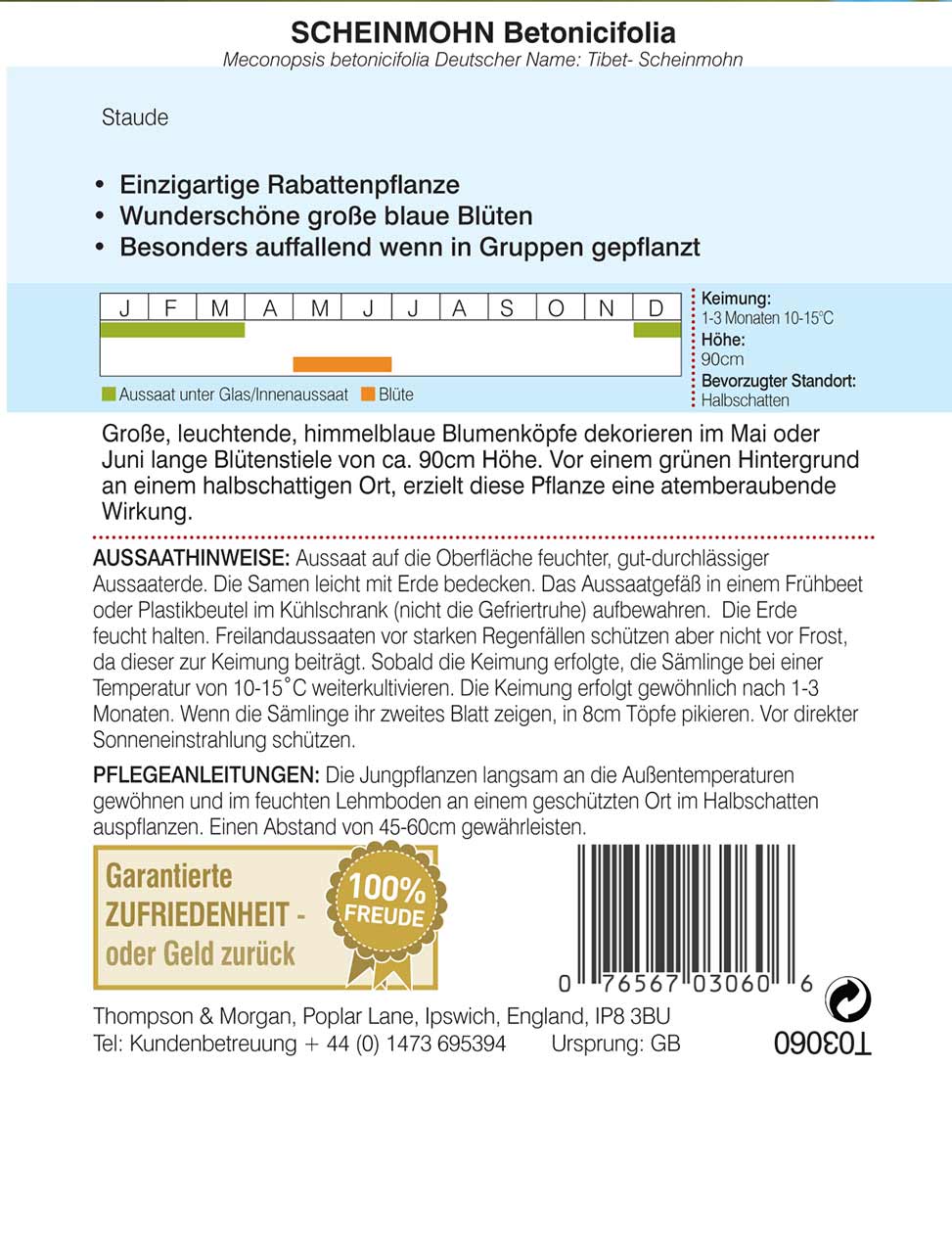 Blumensamen Scheinmohn Betonicifolia