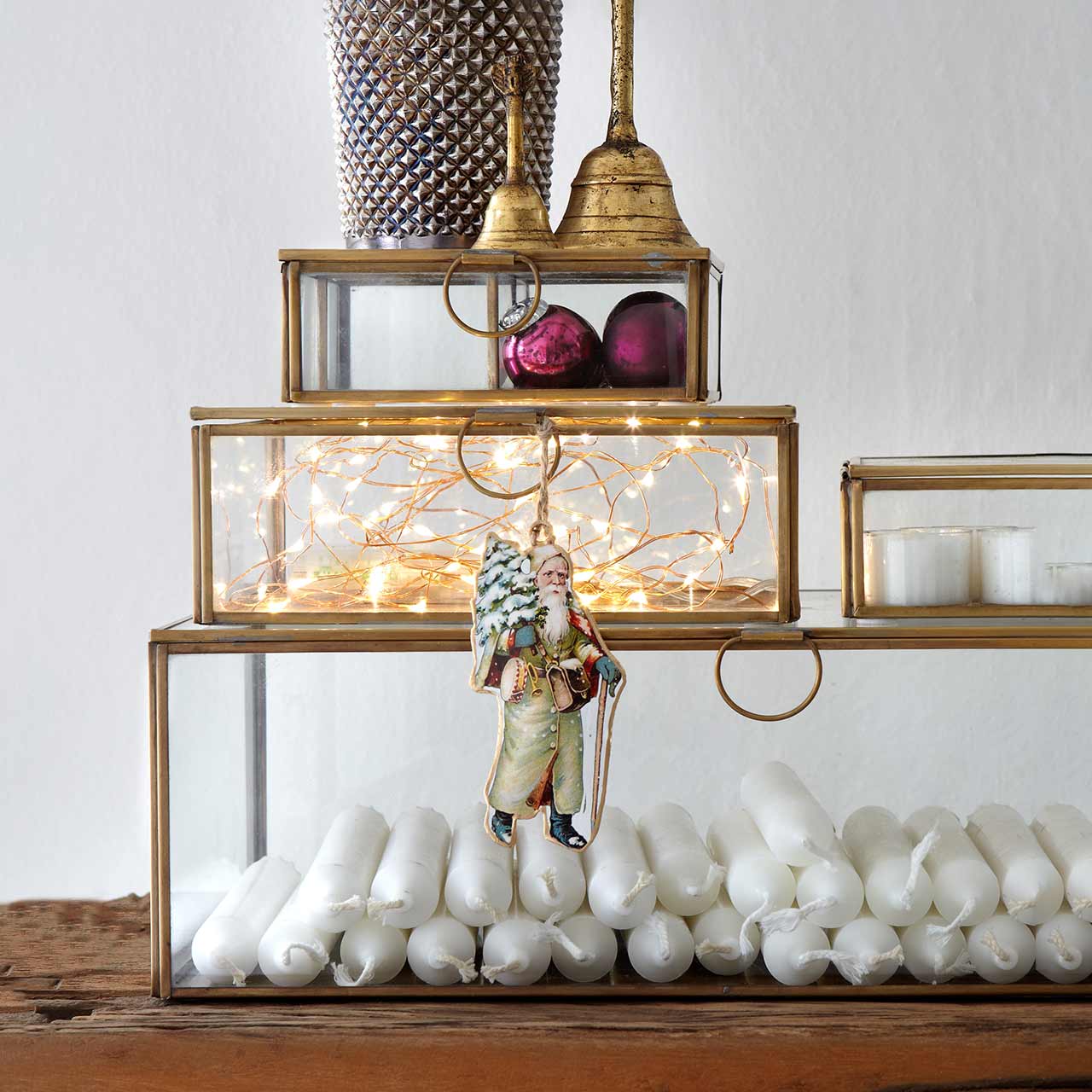 Glaskasten »Brass Glass Box« | (L)15,0 x (B)15,0 x (H)22,5 cm