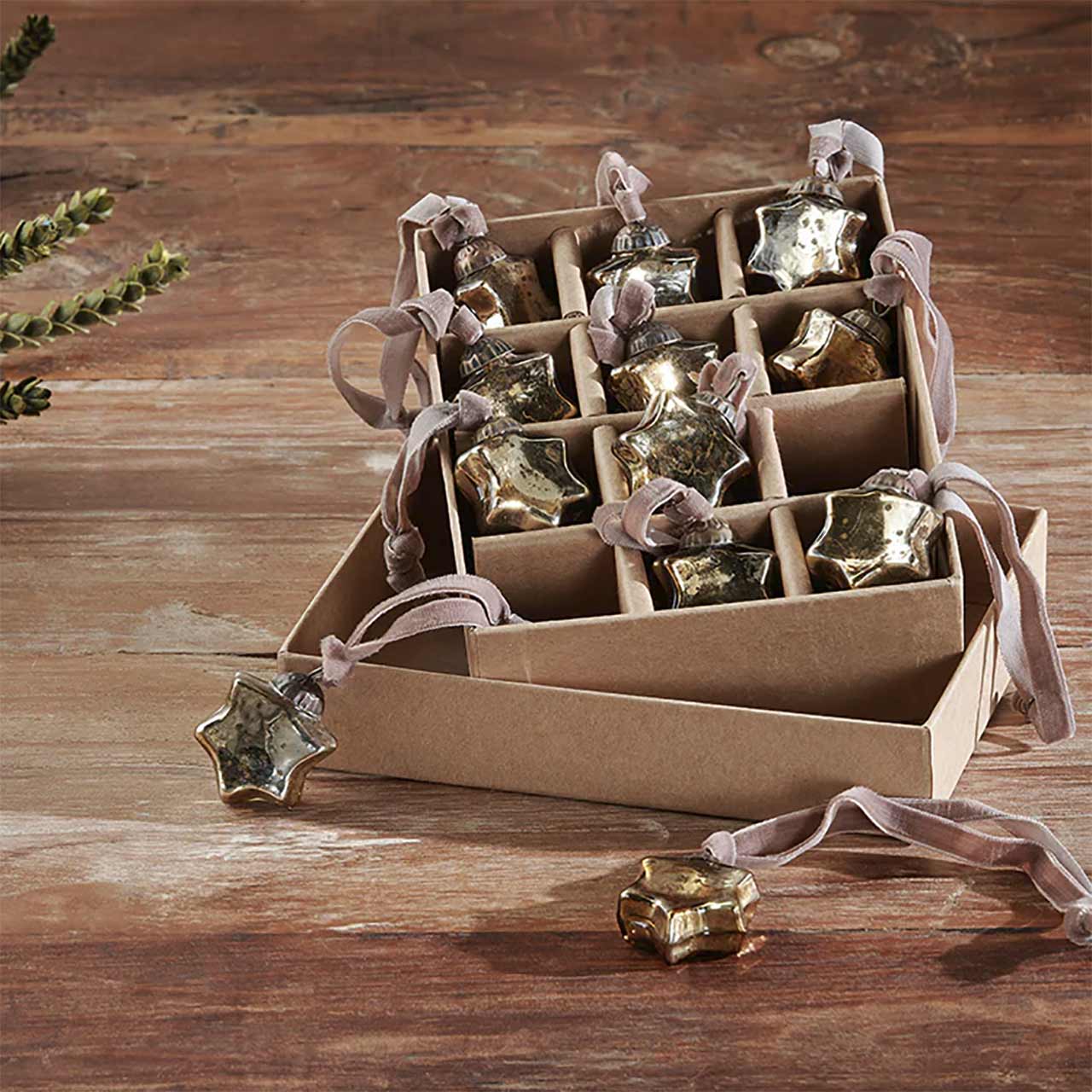 Mini-Christbaumkugeln goldene Sterne