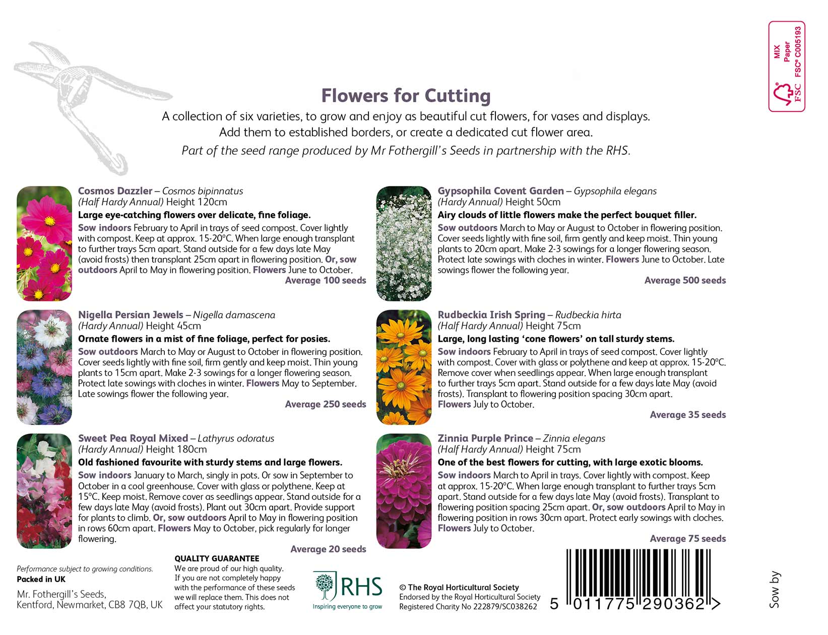 Blumensamenmischung Flowers for Cutting RHS Collection