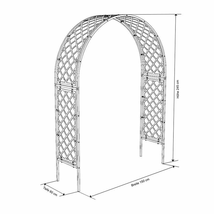 Rosenbogen aus Metall mit Rankgitter