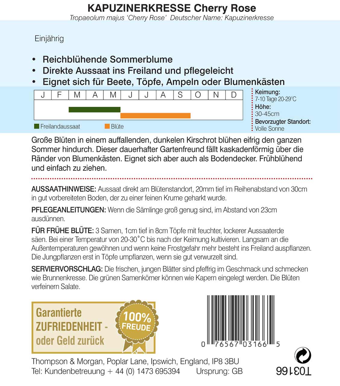 Kapuzinerkresse Cherry Rose