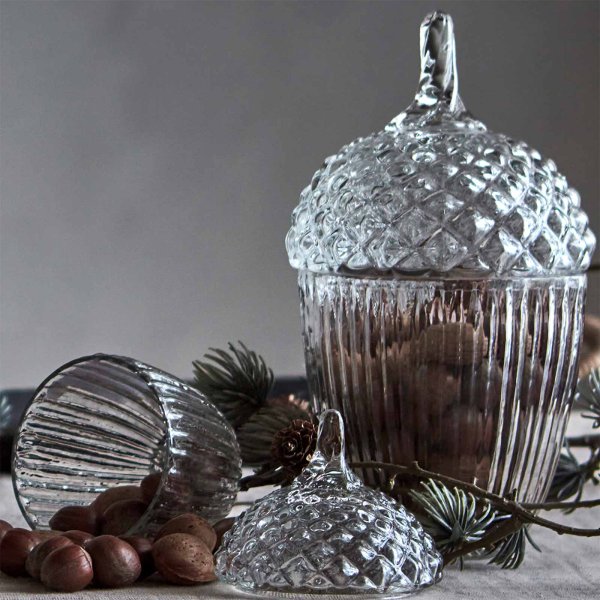 Deckeldose aus Glas «Acorn»